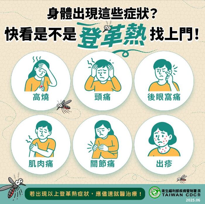 請各校於開學日前確實完成校園環境整頓，及登革熱/屈公病之病蚊媒孳生源清除，並於開學後加強向所屬教職員工生宣導，應進行自我健康監測，以避免傳染病於校園內傳播圖片